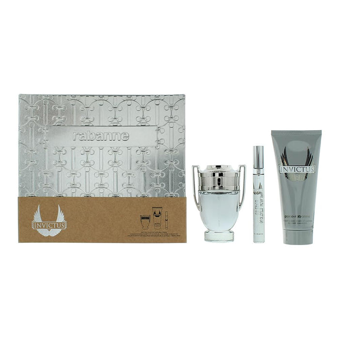 Paco Rabanne Invictus 3 Piece Gift Set: Eau de Toilette 50ml - Shower Gel 100ml