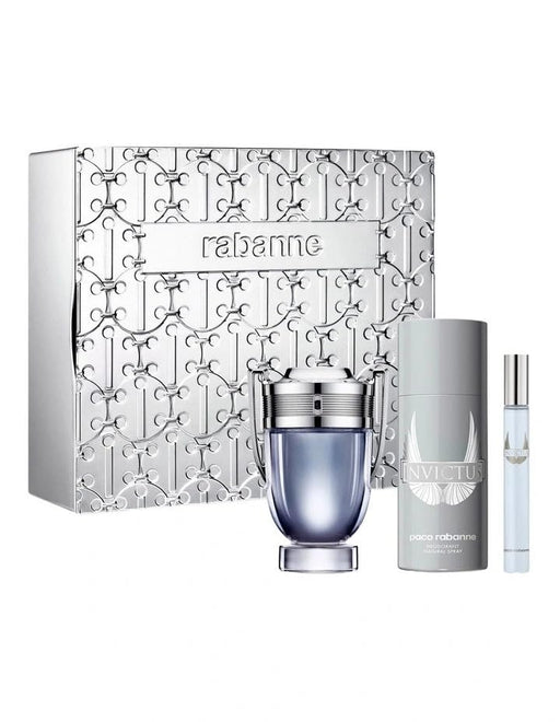 Paco Rabanne Invictus 3 Piece Gift Set: Eau de Toilette 100ml - Deodorant Spray