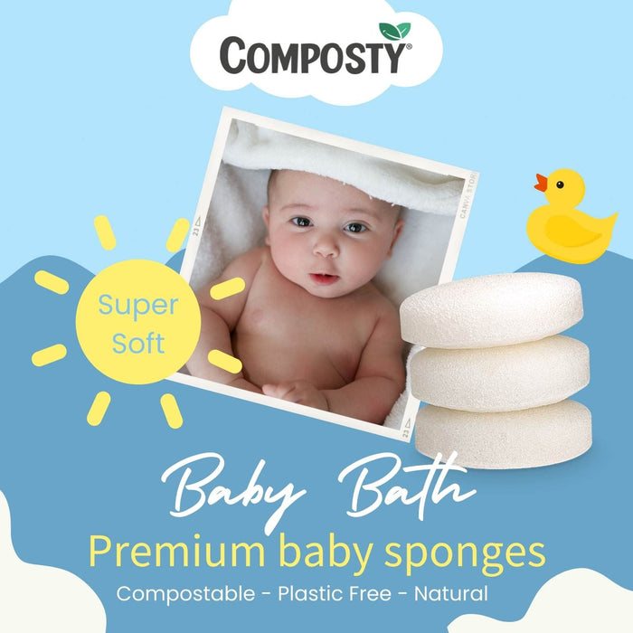 Composty Konjac Baby/Infant Bath Sponges 3pc