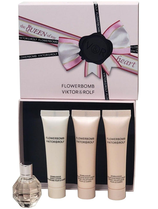 Viktor  Rolf Flowerbomb Mini 4 Piece Gift Set: Eau de Parfum 7ml - Body Lotion 15ml - Body Cream 2 x 15ml