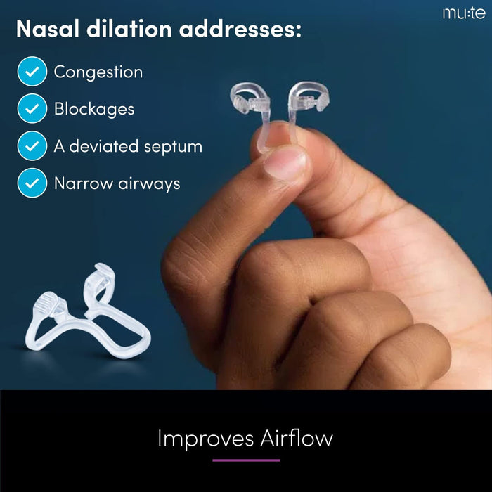 Mute Nasal Dilator for Snore Reduction - Anti-Snoring Aid Solution - Improve Airflow - Comfortable Nose Vents, Breathing Aids for Better Sleep