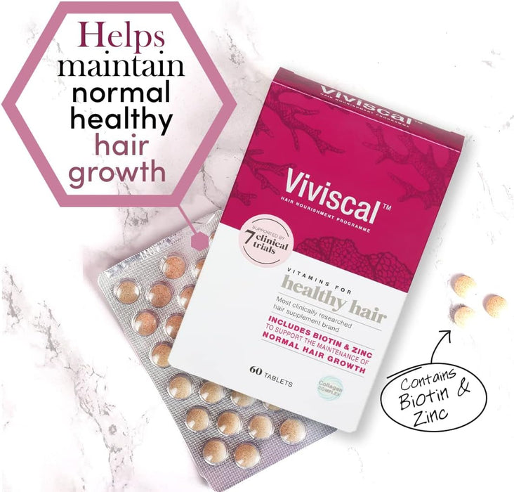 Viviscal Maximum Strength Hair Growth Program for Women Pack of 60 Biotin & Zinc Tablets (1 Month Supply)