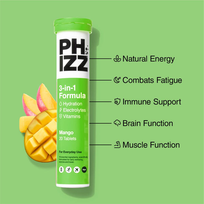 Phizz 3in1 Hydration Electrolytes Vitamins - Mango - 20 Tabs