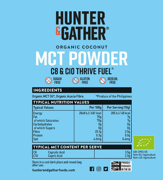 Hunter and Gather Organic Powdered C8 C10 MCT 250g