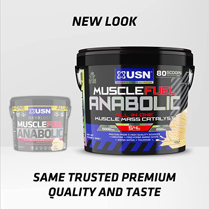 WHITELISTED USN Muscle Fuel Anabolic Variety Pack 4kg Cookies and Cream/Choc/Strawb/Vanilla