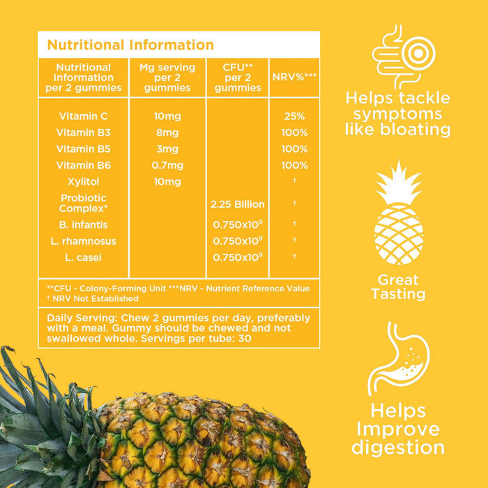 Gmys Gut Health Gummies, Pineapple - 60 gummies