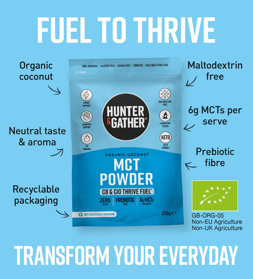 Hunter and Gather Organic Powdered C8 C10 MCT 250g