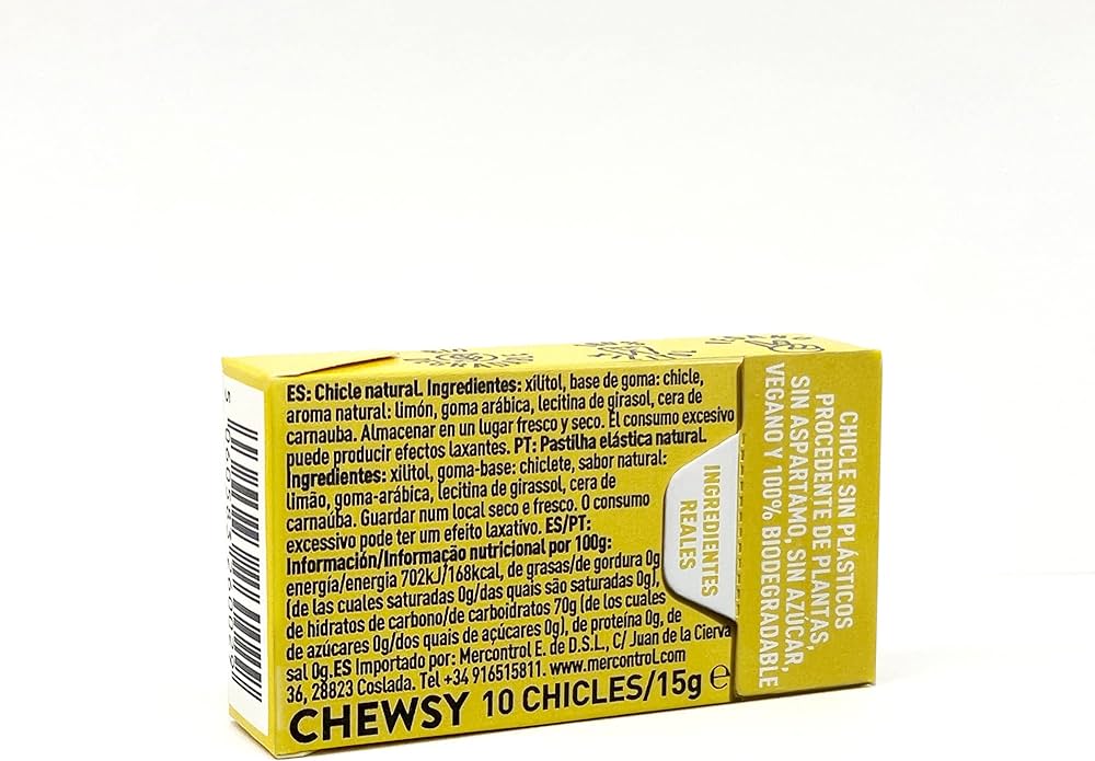 CHEWSY Chewsy All Natural Sugar Free Lemon Chewing Gum 15 g