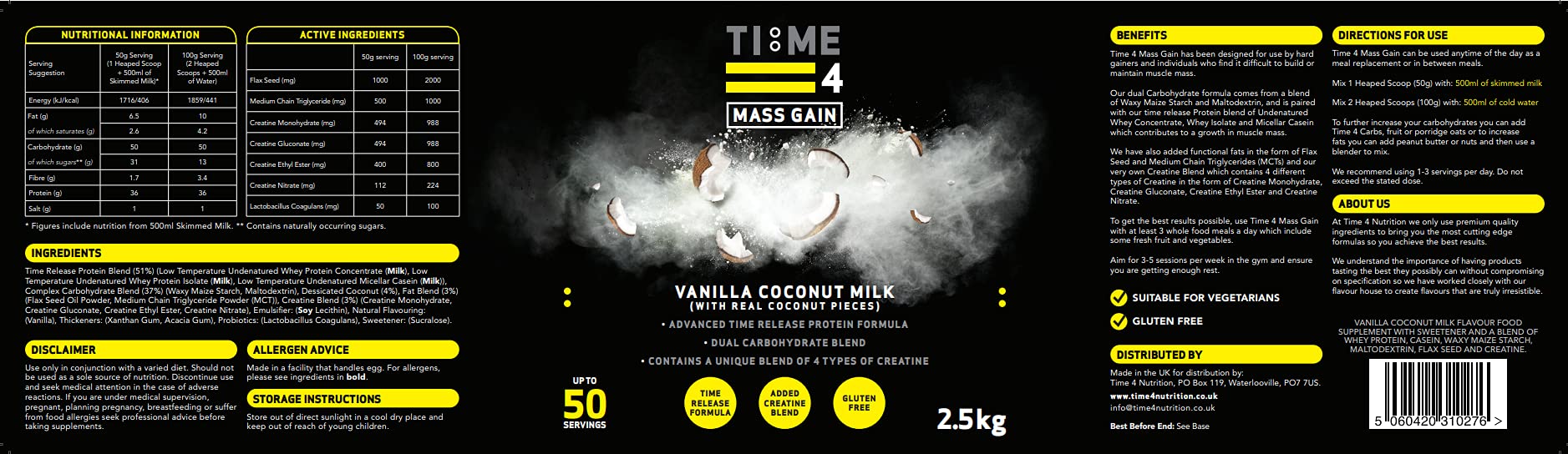 Time 4 Nutrition Time 4 Mass Gain 2.5kg 