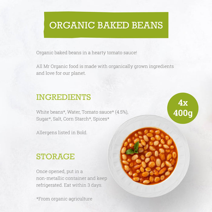 Mr Organic Organic Baked Beans 4 x 400g Pack