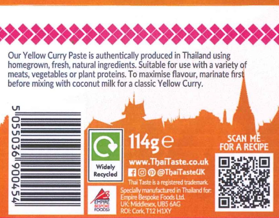 Thai Taste Yellow Curry Paste 114g