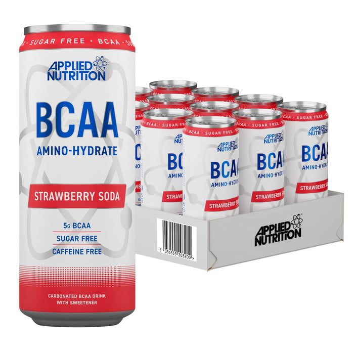 Applied Nutrition BCAA Amino-Hydrate Caffeine Free Cans, Strawberry Soda - 12 x 330 ml.