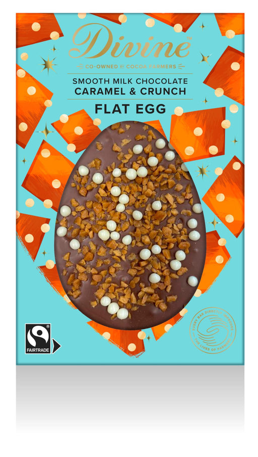 Divine Chocolate Milk Choc Caramel & Rice Flat Egg 100g