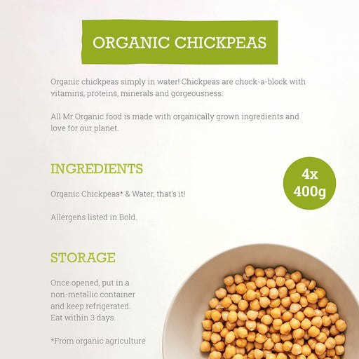 Mr Organic Organic Chick Peas 4 x 400g Pack