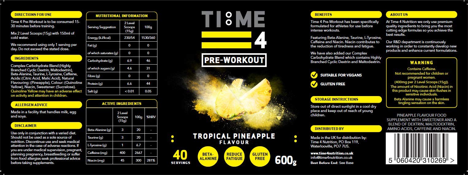 Time 4 Nutrition Time 4 Pre Workout 600g 