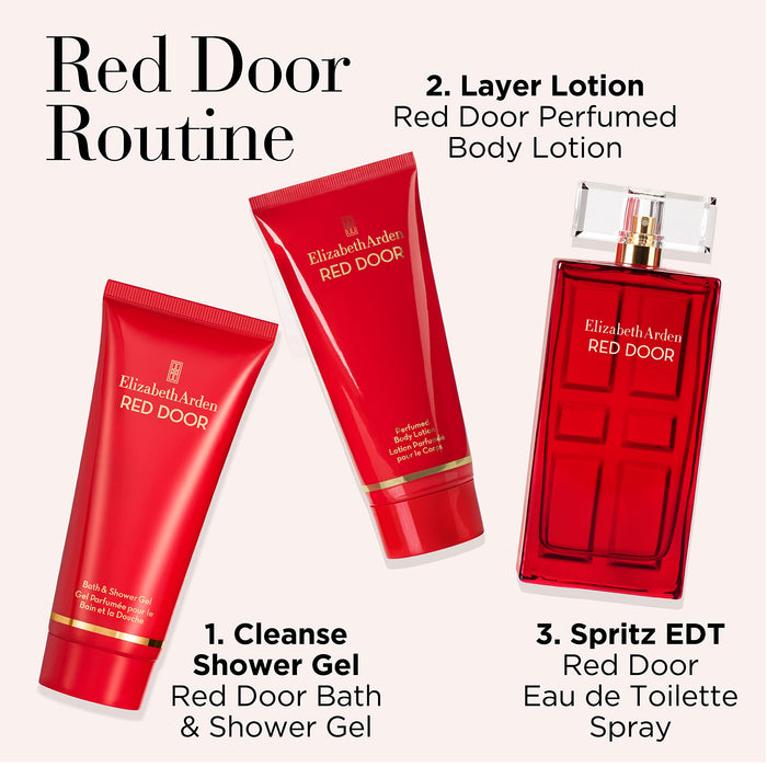 Elizabeth Arden Red Door 100ml EDT + 100ml Body Lotion + 100ml Shower Gel