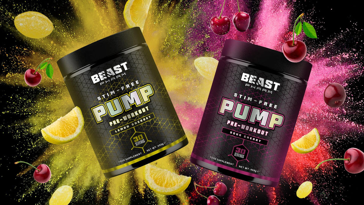 Beast Pharm STIM FREE PUMP Pre Workout 450g (Lemon Sherbet)