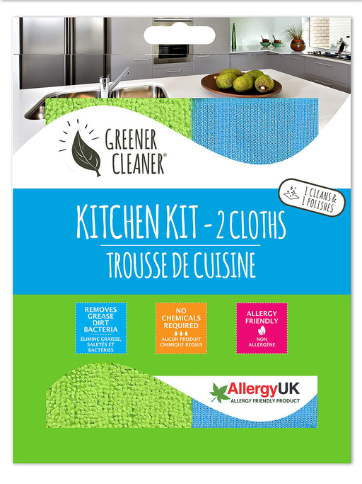 Greener Cleaner Kitchen Kit (2 pack cleaning & polishing cloths)