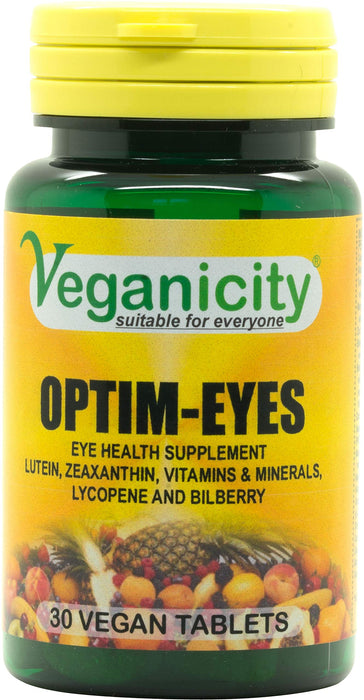 Veganicity Optim-Eyes 30 Vtabs containing Lutein Zeaxanthin Bilberry and