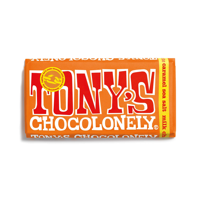 Barre de chocolat au lait Tony's Chocolonely Caramel &amp; sel de mer 180g