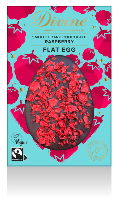 Divine Chocolate Dark Choc with Raspberry Flat Egg 100g