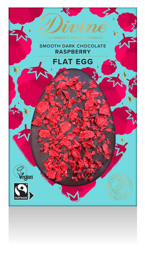 Divine Chocolate Dark Choc with Raspberry Flat Egg 100g