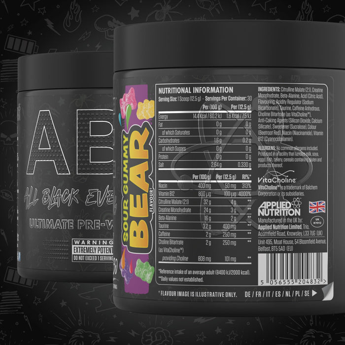 Applied Nutrition ABE - All Black Everything, Sour Gummy Bear (EAN 5056555204832) - 375g