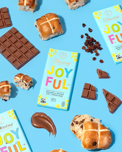 Divine Chocolate Joyful Milk Chocolate Hot Cross Bun Bar 180g