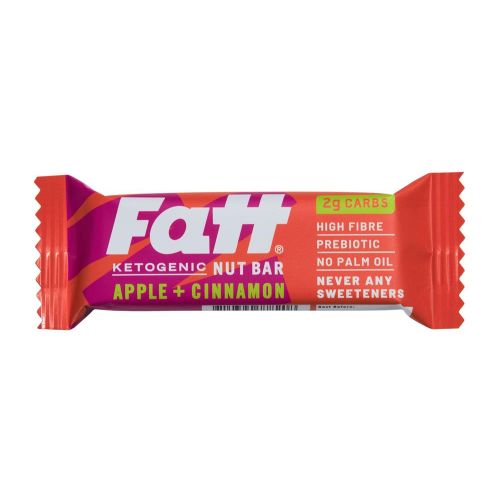 Fatt (aka Fattbar) Keto Nut Bars (Apple & Cinnamon) | New Name - Same Keto Bars | 2g Carbs | Super Fats Natural Keto Snacks | Low Carb High Fibre Low Sugar Sweetener Free Vegan