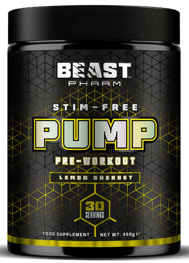 Beast Pharm STIM FREE PUMP Pre Workout 450g (Lemon Sherbet)