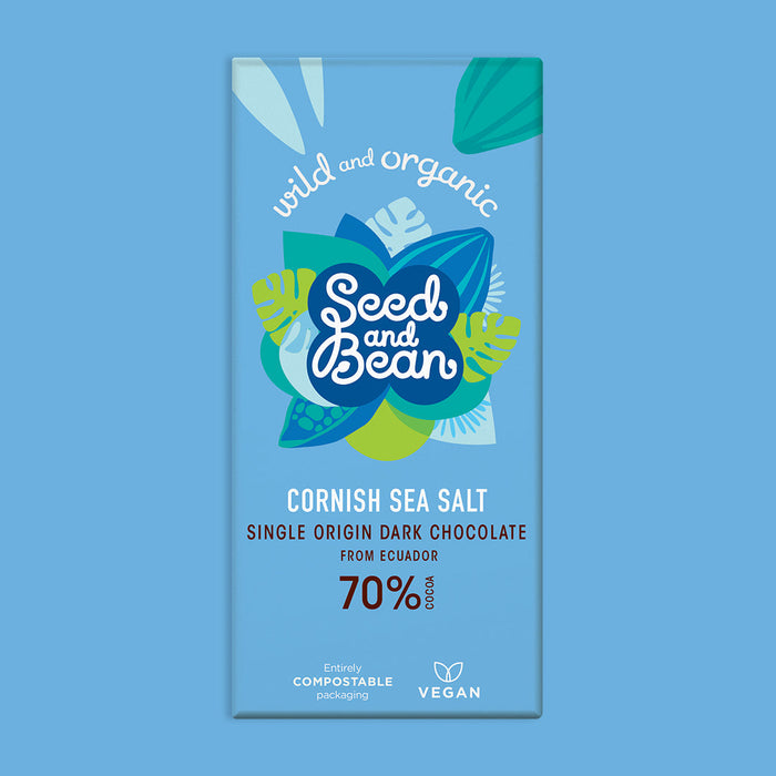 Seed &amp; Bean Organic Extra Dark Chocolate Cornish Sea Salt 85g