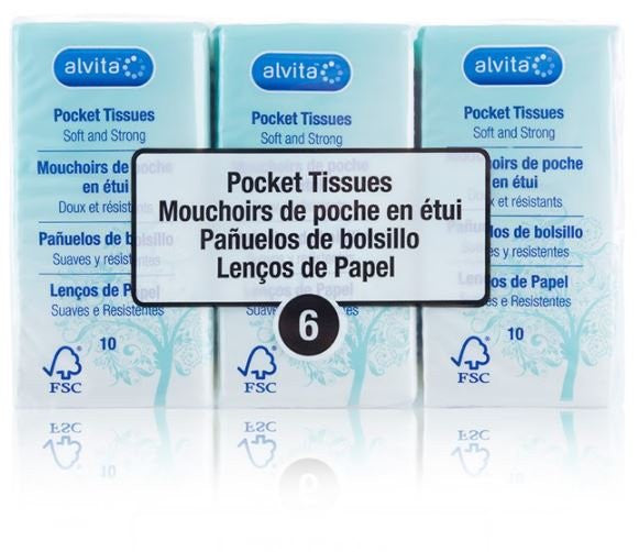 Alvita Tissues Pocket 6-Pack