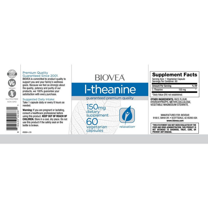 Biovea L-Theanine 150mg 60 Vegetarian Capsules