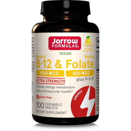 Jarrow Formulas Vitamin Methyl B-12 &amp; Methyl Folate 100 Lemon Chewable Tablets | Premium Supplements at HealthPharm.co.uk