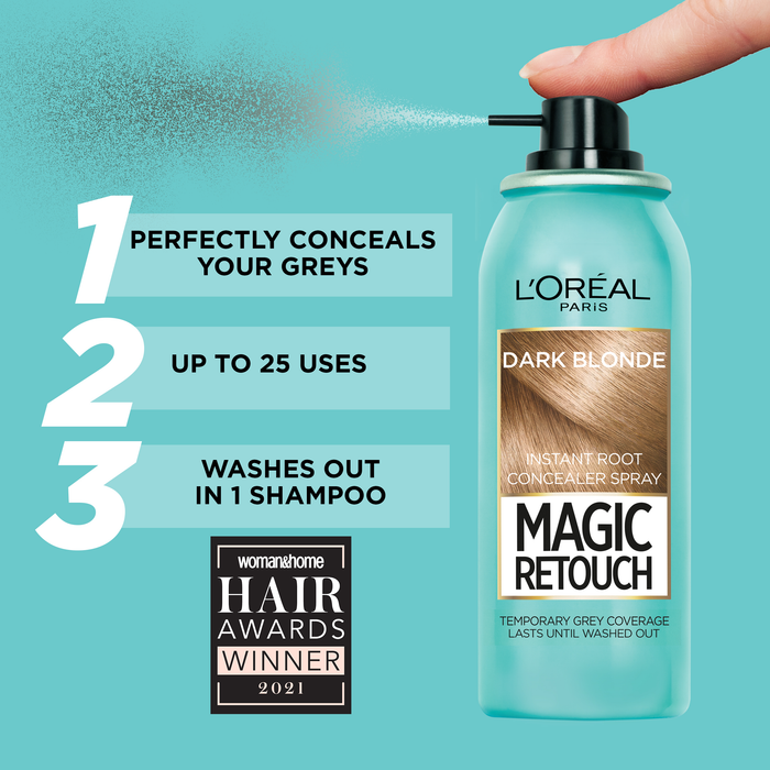 L'Oréal Magic Retouch Instant Root Concealer Spray, Ideal zum Auffrischen von grauem Wurzelwachstum, 75 ml, Farbe: Goldbraun