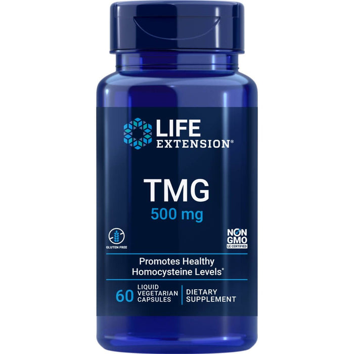 Life Extension TMG 500mg 60 Liquid Vegetarian Capsules | Premium Supplements at HealthPharm.co.uk