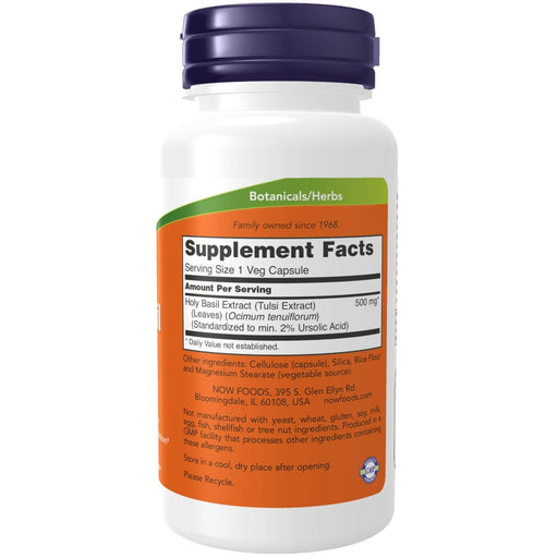 NOW Foods Holy Basil Extract 500 mg 90 Veg Capsules | Premium Supplements at HealthPharm.co.uk