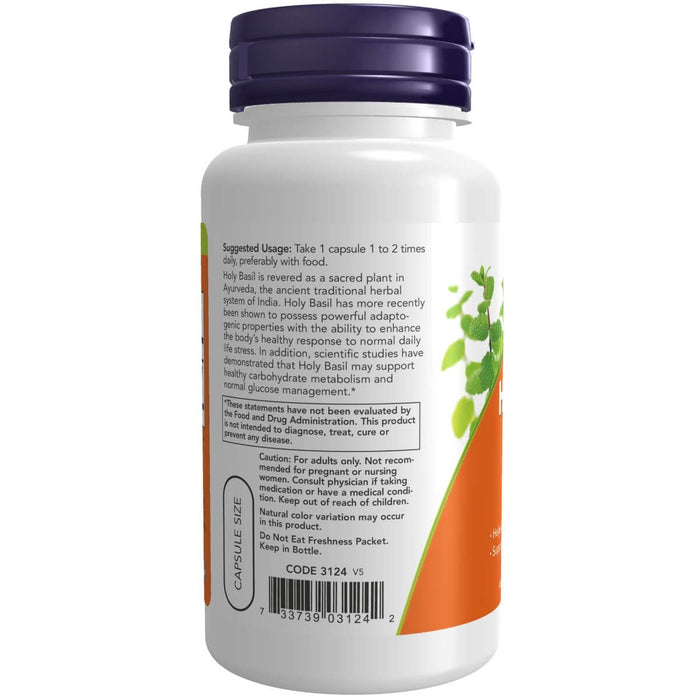 NOW Foods Holy Basil Extract 500 mg 90 Veg Capsules | Premium Supplements at HealthPharm.co.uk