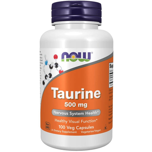 NOW Foods Taurine 500 mg 100 Veg Capsules | Premium Supplements at HealthPharm.co.uk