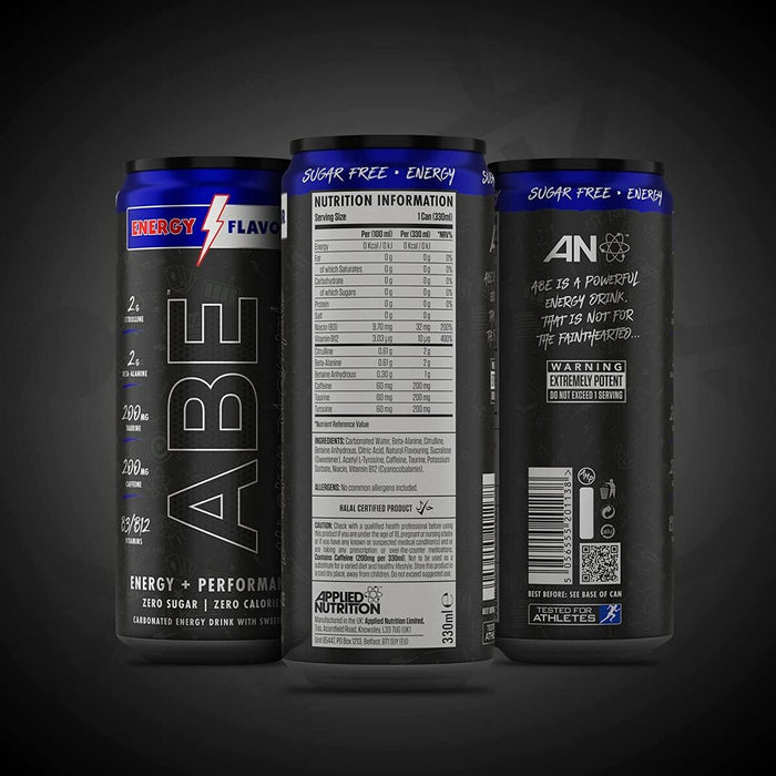 ABE Energy + Performance Cans, Energy Flavour 12 x 330 ml.