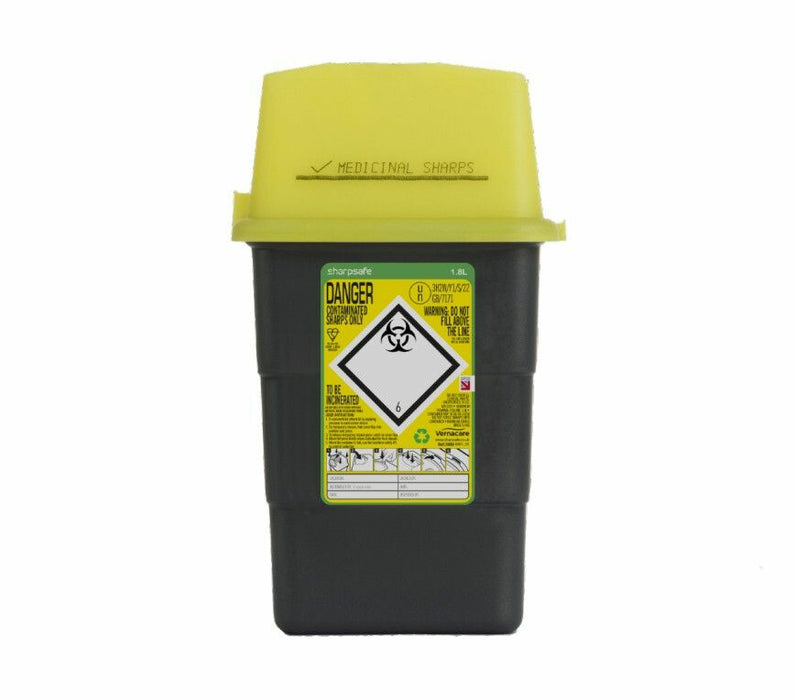 Sharpsafe 1.8 Litre Yellow Lid