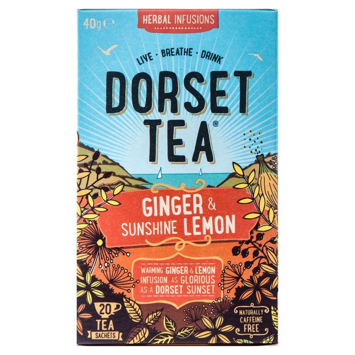 Dorset Tea Herbal Infusions Ginger & Sunshine Lemon 20 Tea Sachets 40g