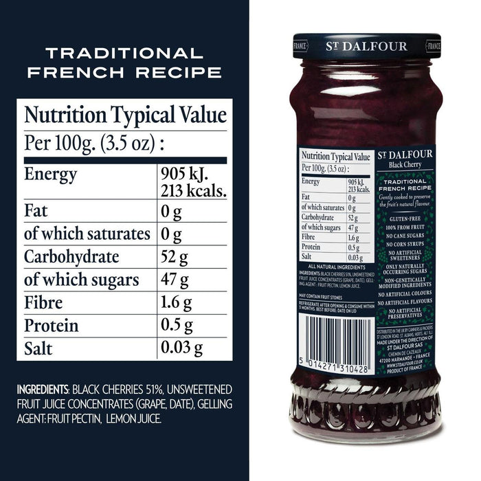 St. Dalfour Black Cherry High Fruit Content Spread 284g