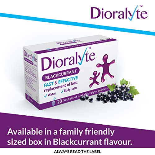 Dioralyte Rehydration Supplement Electrolytes Replacement of Lost Body Water and Salts Blackcurrant Flavour 20 Sachets 24 g