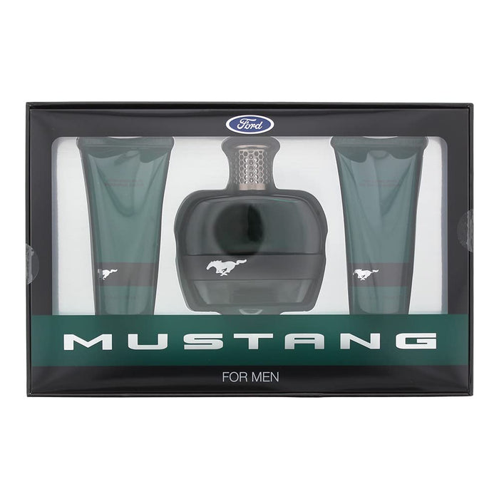 Coffret cadeau 3 pièces Mustang Green : Eau de toilette 100 ml - Gel douche 100 ml - Baume après-rasage 100 ml