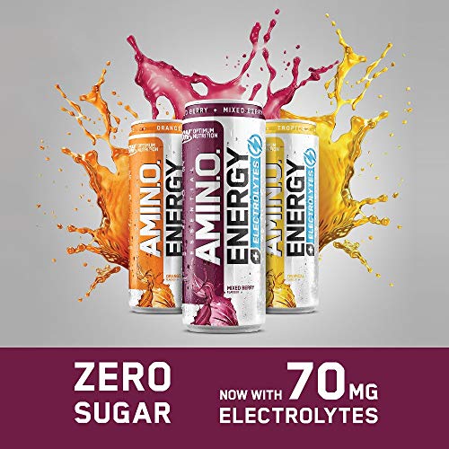 Optimum Nutrition ON Essential Amino Energy + Electrolytes Sugar Free Energy Drink with Electrolytes and Caffeine Mixed Berry 24 Pack 250 ml