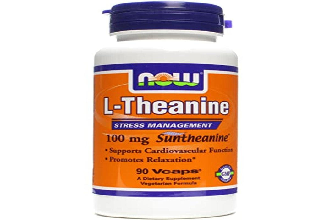 NOW Foods L-Theanine with Decaf Green Tea, 100mg - 90 vcaps