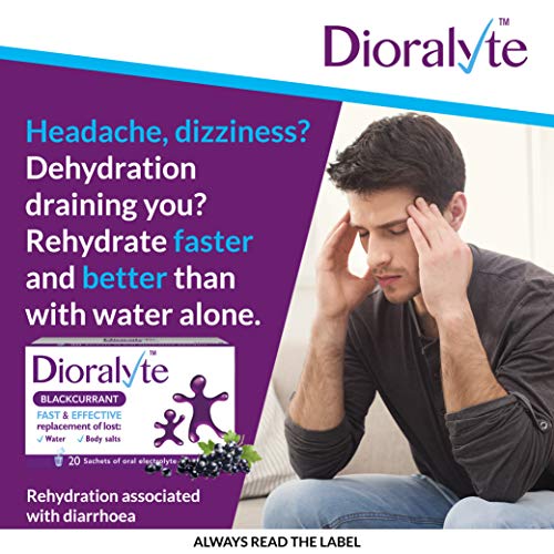 Dioralyte Rehydration Supplement Electrolytes Replacement of Lost Body Water and Salts Blackcurrant Flavour 20 Sachets 24 g