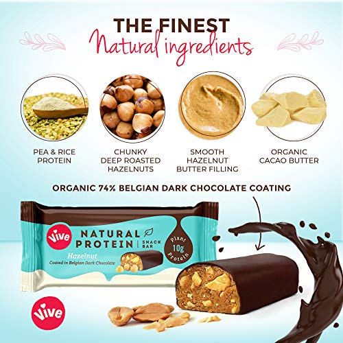 Vivefoods Hazelnut Dark Chocolate Coated Protein Bar 50g