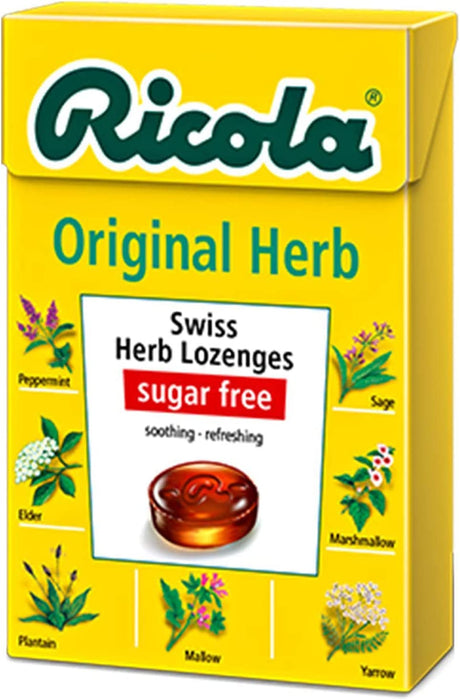 Ricola Swiss Herb Drops Sugar-Free Original Herb Box With Stevia Pack of 20 Ricola